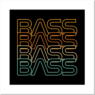 Bass Retro Colors Repeated Text Posters and Art